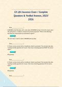 CA Life Insurance Exam &sol; Complete Questions & Verified Answers&comma; 2025&sol; 2026&period;       