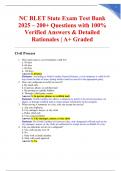 NC BLET State Exam Test Bank 2025 &ndash; 200&plus; Questions with 100&percnt; Verified Answers & Detailed Rationales &vert; A&plus; Graded
