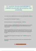 UT AUSTIN TEXAS GOVERNMENT CREDIT EXAM 2025 QUESTIONS AND ANSWERS