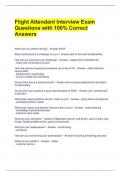Flight Attendant Interview Exam Questions with 100&percnt; Correct Answers 