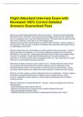 Flight Attendant Interview Exam with Reviewed 100&percnt; Correct Detailed Answers Guaranteed Pass