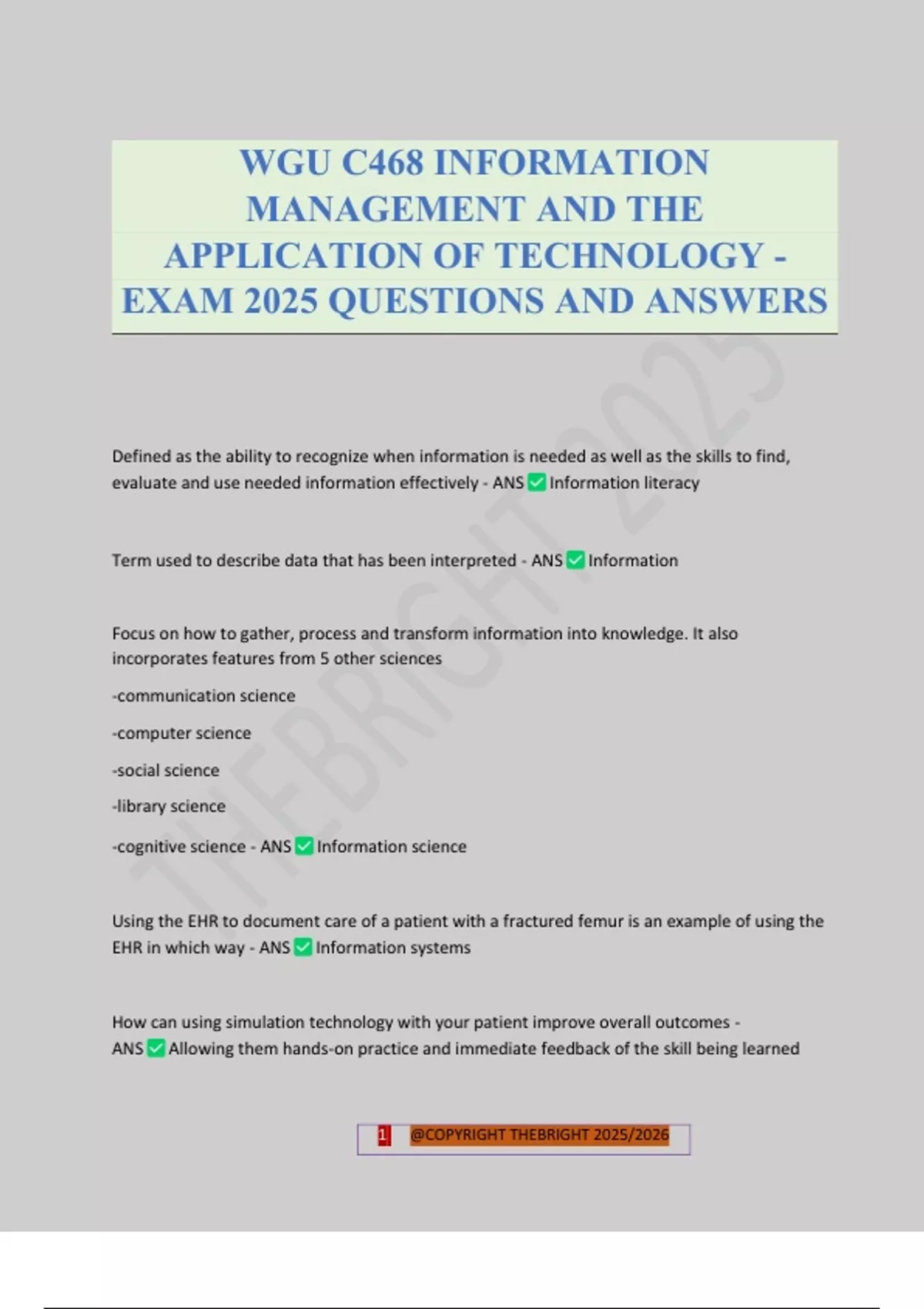 WGU C468 INFORMATION MANAGEMENT AND THE APPLICATION OF TECHNOLOGY ...