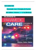 TEST BANK FOR  Paramedic Care&colon; Principles & Practice 6th Edition&comma; Volume&period; 1 &ndash; 5&comma; by &lpar;Bledsoe&rpar;