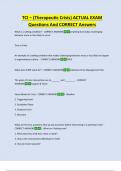 TCI &ndash; &lpar;Therapeutic Crisis&rpar; ACTUAL EXAM  Questions And CORRECT Answers