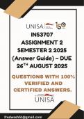 INS3707 ASSIGNMENT 2 SEMESTER 2 2025 &lpar;Answer Guide&rpar; &ndash; DUE 26TH AUGUST 2025