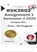 RSK2602 Assignment 1 &lpar;COMPLETE ANSWERS&rpar; Semester 2 2025 &ndash; DUE 20 August 2025