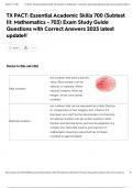 TX PACT&colon; Essential Academic Skills 700 &lpar;Subtest III&colon; Mathematics - 703&rpar; Exam Study Guide Questions with Correct Answers 2025 latest update&excl;&excl;