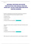 NATIONAL PESTICIDE APPLICATOR CERTIFICATION CORE MANUAL PRACTICE EXAM 2025 &vert; ACTUAL EXAM QUESTIONS WITH VERIFIED ANSWERS