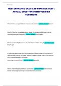 HESI ENTRANCE EXAM A&P PRACTICE TEST &vert; ACTUAL QUESTIONS WITH VERIFIED SOLUTIONS