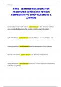 CRRN - CERTIFIED REHABILITATION REGISTERED NURSE EXAM REVIEW &vert; COMPREHENSIVE STUDY QUESTIONS & ANSWERS