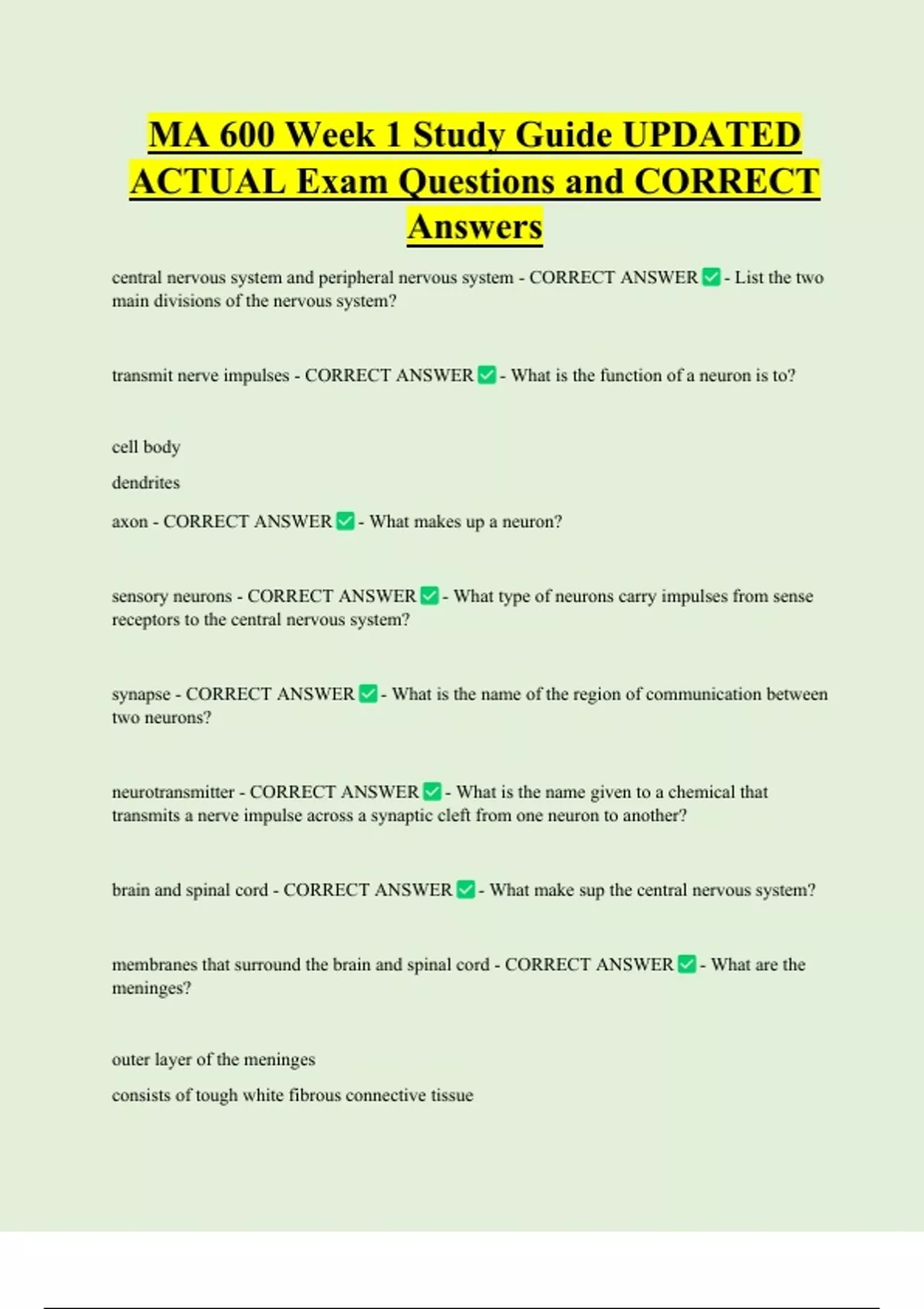 MA 600 Week 1 Study Guide UPDATED ACTUAL Exam Questions and CORRECT ...