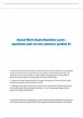 Social Work Exam Bachelor Level |questions and correct answers graded A+