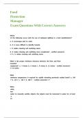 Food Protection Manager Exam Questions With Correct Answers&period;
