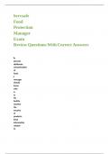 Servsafe Food Protection Manager Exam Review Questions With Correct Answers 