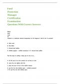 Food Protection Manager Certification Examination Questions With Correct Answers