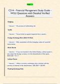 C214 - Financial Management Study Guide -  WGU Questions with Detailed Verified  Answers