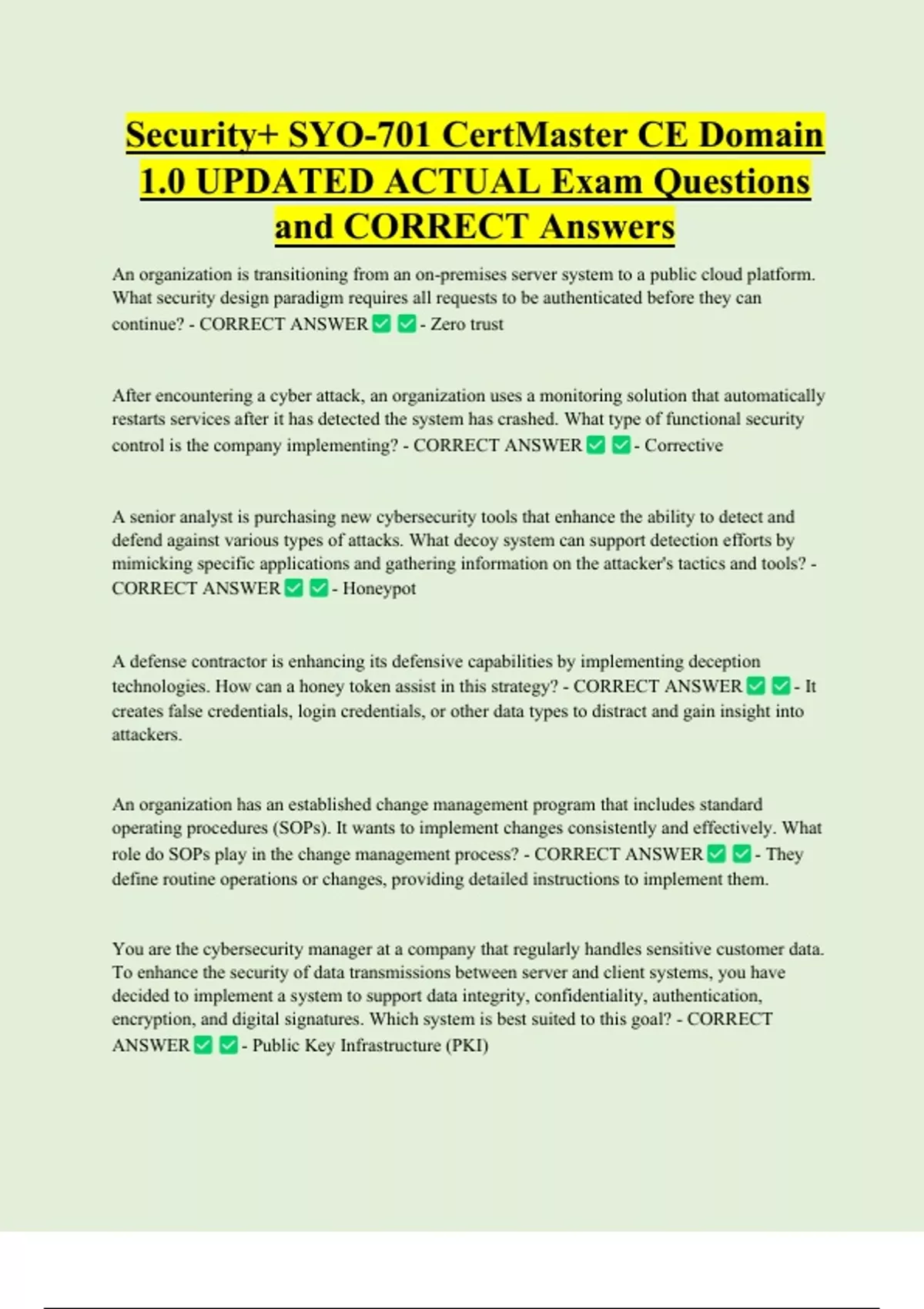 Security+ SYO-701 CertMaster CE Domain 1.0 UPDATED ACTUAL Exam ...