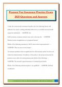 Pearson Vue Insurance Practice Exam 2025 Questions and Answers