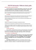 NR 599 Informatics Midterm Study guide  real exam and complete questions and answers &vert; 100&percnt; rated correct &vert; 100&percnt; verified &vert; already graded a&plus;