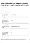 Delta Achievement Test Exam &lpar;2025&rpar; Complete Exam Questions and Answers &vert; already graded A&plus;