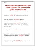 Jersey College Health Assessments Final  Review Questions and Answers Latest  Update Fully Solved 100&percnt;