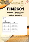 FIN2601 Assignment 1 &lpar;COMPLETE ANSWERS&rpar; Semester 1 2026 &lpar;792539&rpar; - DUE 19 April 2026
