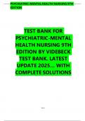 Test Bank for Psychiatric‑Mental Health Nursing&comma; 9th Edition by Sheila L&period; Videbeck &vert; Complete 2025&ndash;2026 Exam Q&A