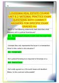 LOUISIANA REAL ESTATE COURSE UNIT 8&period;2 NATIONAL PRACTICE EXAM QUESTIONS WITH CORRECT ANSWERS FOR SPECIFIC EXAM GRADED A&plus; 