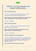 NURS 221 - Final Exam Questions with  Detailed Verified Answers 