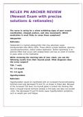 NCLEX PN ARCHER REVIEW &lpar;Newest Exam with precise solutions & rationales&rpar; 