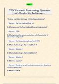 TEEX Paramedic Pharmacology Questions  with Detailed Verified Answers