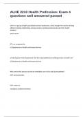 ALHE 2210 Health Profession&colon; Exam 4 questions well answered passed