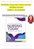 TEST BANK - Nursing Today&colon; Transition and Trends&comma;  11th Edition &lpar;Zerwekh&rpar;  Chapters 1 - 26