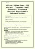 NSG 440 &sol; NSG440 Exam 2 GCU  &vert; 2026&sol;2027 &vert; Population Health &vert; Community Assessment&comma; Communicable Diseases&comma; Environmental Health & Disaster Management &vert;  Questions & Answers with Rationales &vert; Grade A &vert; Verified Solutions