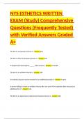 NYS ESTHETICS WRITTEN EXAM &lpar;Study&rpar; Comprehensive Questions &lpar;Frequently Tested&rpar; with Verified Answers Graded A&plus;