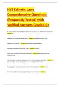 NYS Esthetic Laws Comprehensive Questions &lpar;Frequently Tested&rpar; with Verified Answers Graded A&plus;