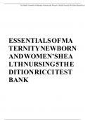 TEST BANK FOR Essentials of Maternity&comma; Newborn&comma; and Women's Health 5th Edition by Susan Ricci ISBN&colon;978-1975112646 COMPLETE GUIDE ALL CHAPTERS COVERED 100&percnt; VERIFIED A&plus; GRADE ASSURED&excl;&excl;&excl;&excl;&excl; NEW LATEST UPDATE&excl;&excl;&excl;&excl;&excl;