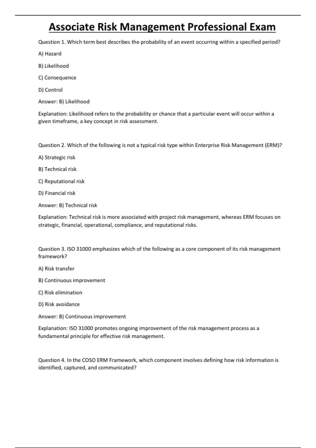 Associate Risk Management Professional Exam - Computer - Stuvia US