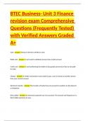 BTEC Business  Comprehensive Questions (Frequently Tested) with Verified Answers Graded A  Package Deal