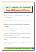 Marine Corps Boot Camp Knowledge Exam 2025 Questions and Answers