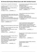 NC Drivers Ed Practice Written Exam with 100&percnt; Verified Answers