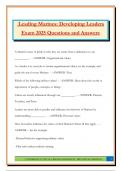 Leading Marines: Developing Leaders Exam 2025 Questions and Answers