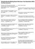 Scholarship Qualifying Exam Reviewer Test Questions With Verified Answers