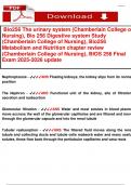 Bio256 The urinary system &lpar;Chamberlain College of Nursing&rpar;&comma; Bio 256 Digestive system Study &lpar;Chamberlain College of Nursing&rpar;&comma; Bio256 Metabolism and Nutrition chapter review &lpar;Chamberlain College of Nursing&rpar;&comma; BIOS 256 Final Exam 2025-2026 update