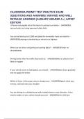 CALIFORNIA PERMIT TEST PRACTICE EXAM &vert;QUESTIONS AND ANSWERS&vert; VERIFIED AND WELL DETAILED ANSWERS &vert;ALREADY GRADED A&plus;&vert; LATEST EDITION