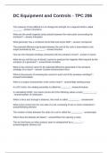 DC Equipment and Controls - TPC 206 Questions with Correct Answers