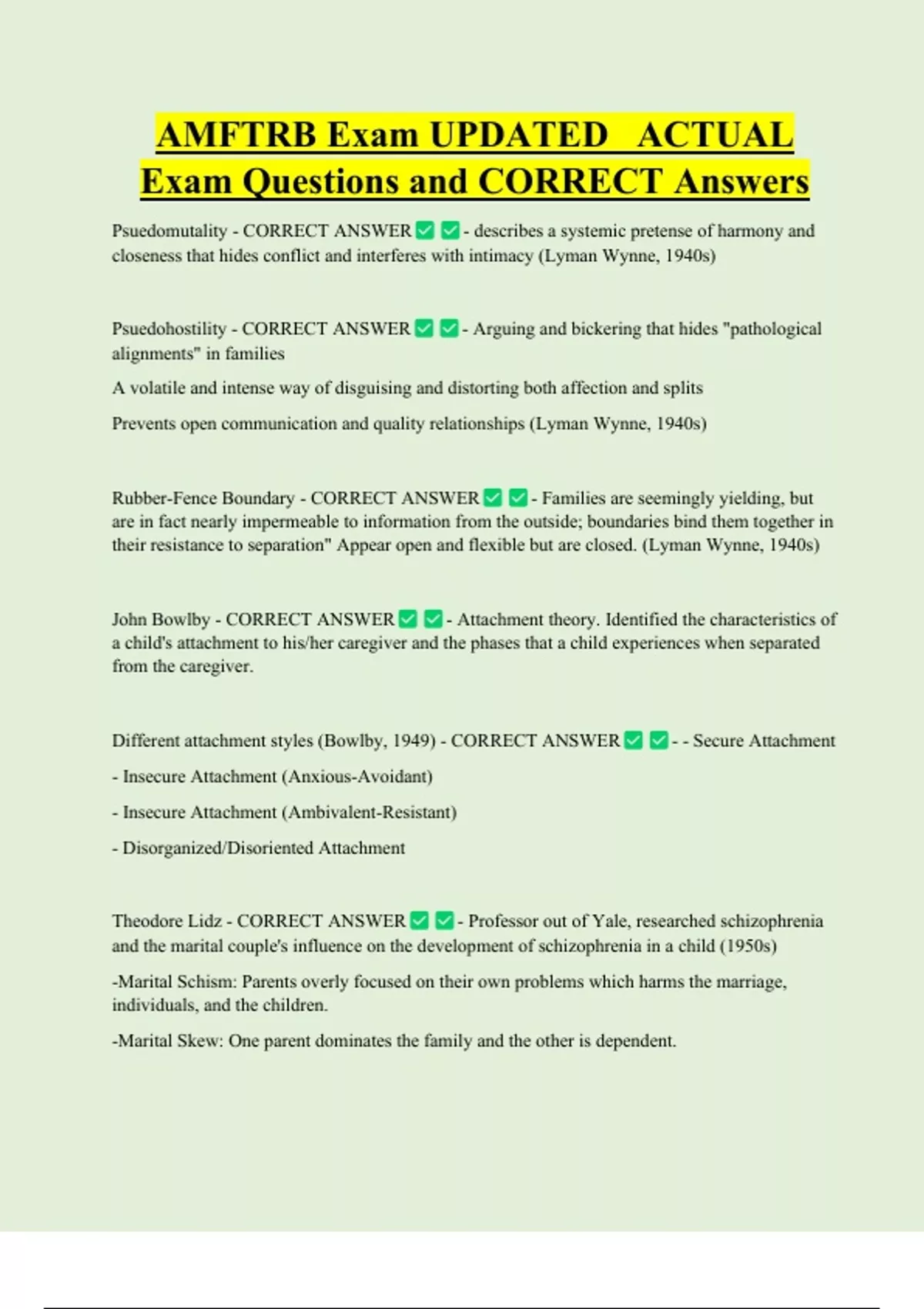 AMFTRB Bundled Exam Questions WITH CORRECT Answers - Stuvia US