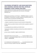 CALIFORNIA OPTOMETRY LAW EXAM QUESTIONS AND ANSWERS &lpar;VERIFIED AND WELL DETAILED ANSWERS&rpar; LATEST UPDATE 2025&sol;2026