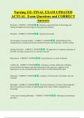 Nursing 122- FINAL EXAM UPDATED  ACTUAL  Exam Questions and CORRECT  Answers