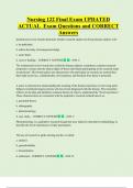 Nursing 122 Final Exam UPDATED  ACTUAL  Exam Questions and CORRECT  Answers